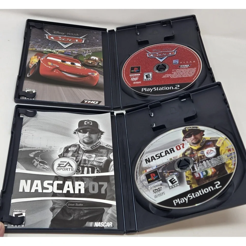 PS2 Racing Lot Disney Pixar Cars & EA Sports NASCAR 07 Complete CIB w Manual